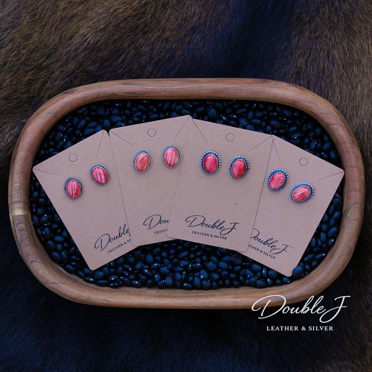Red Spiny Stud Earrings