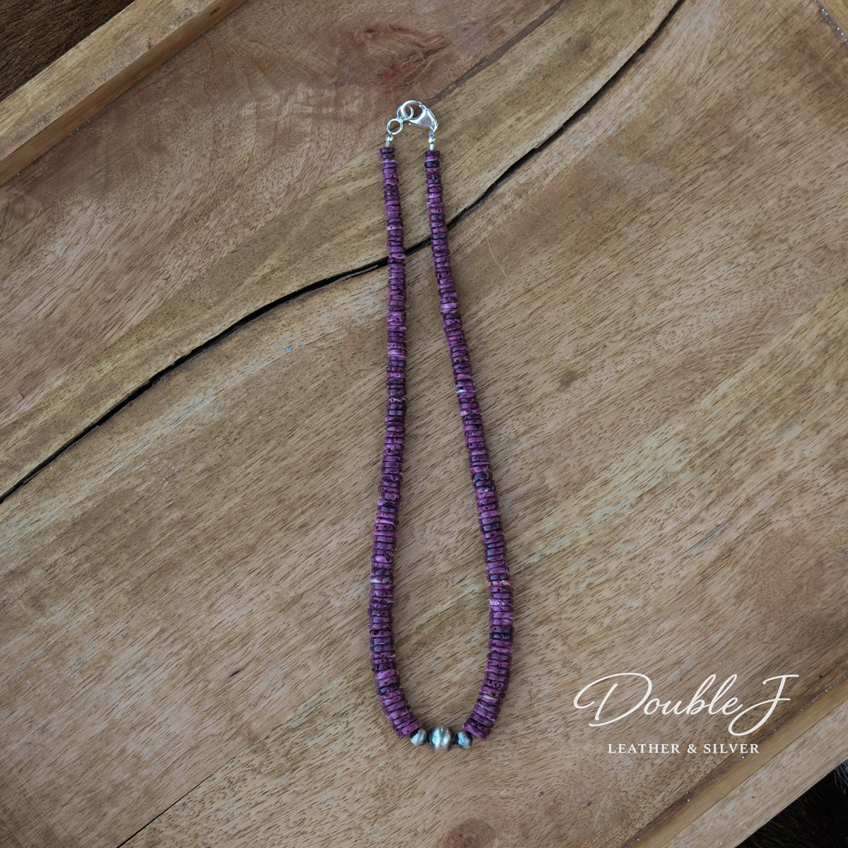 Graduated Purple Spiny Oyster Necklace - 18"