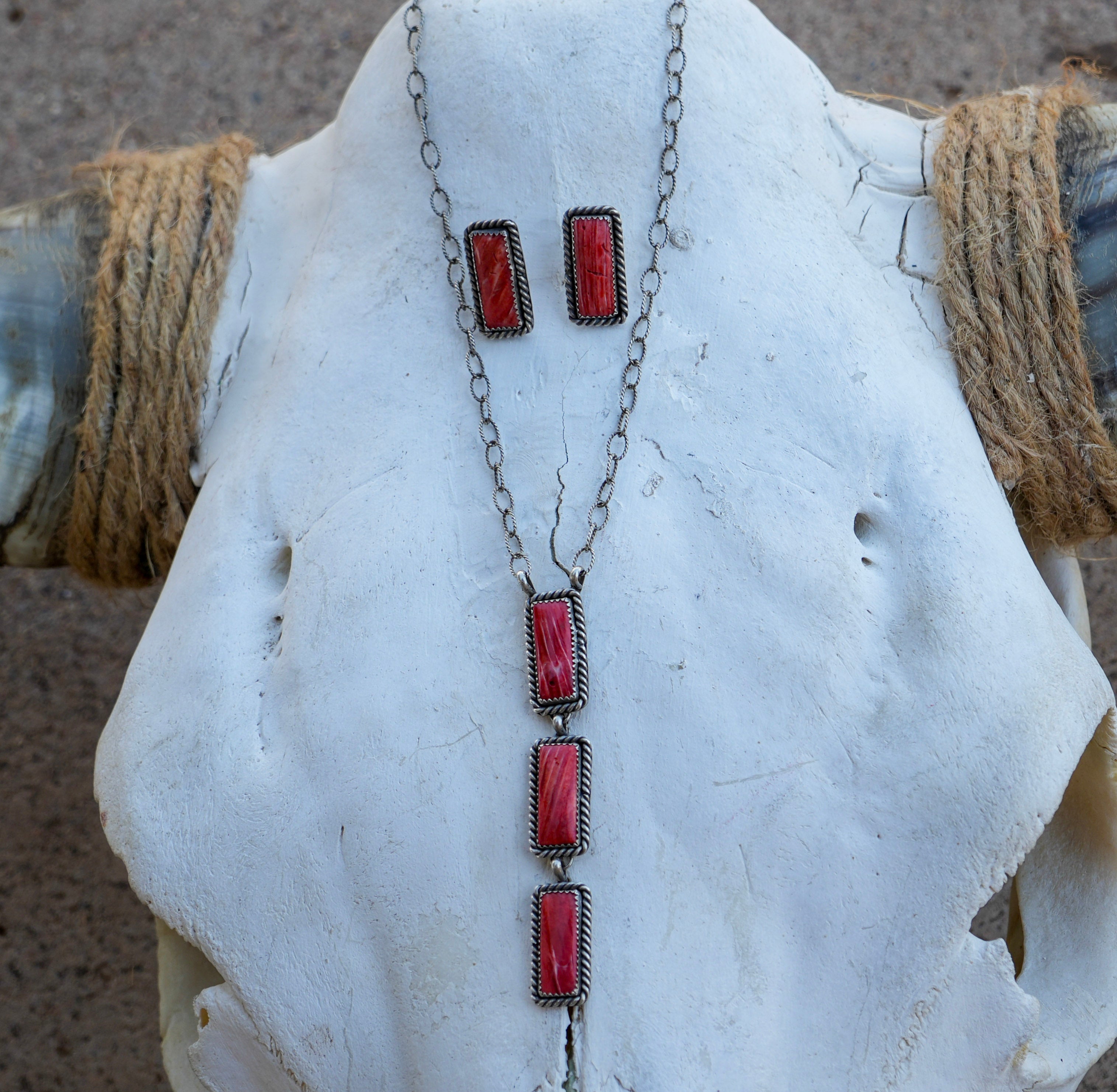 Red Spiny Necklace & Earring Set