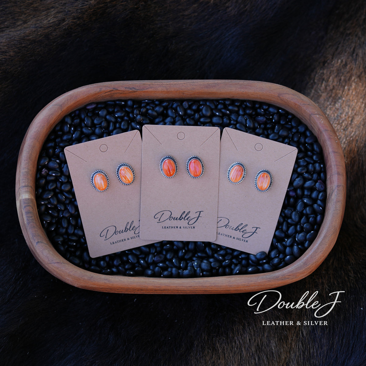 Orange Spiny Oyster Stud Earrings