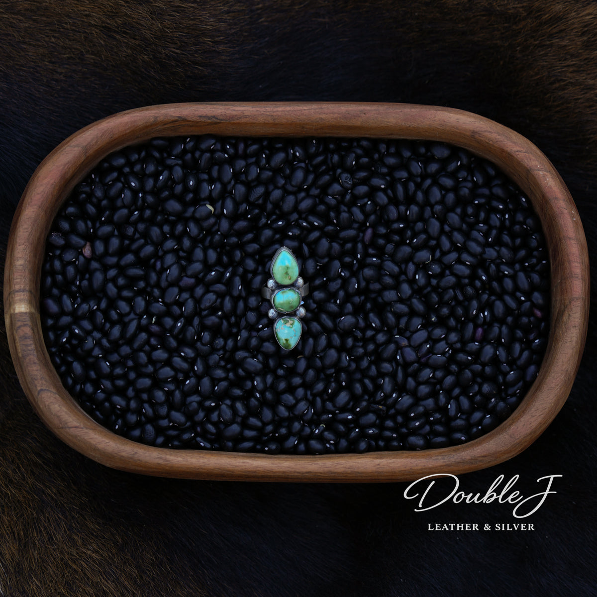 Three-Stone Sonoran Turquoise Adjustable Ring