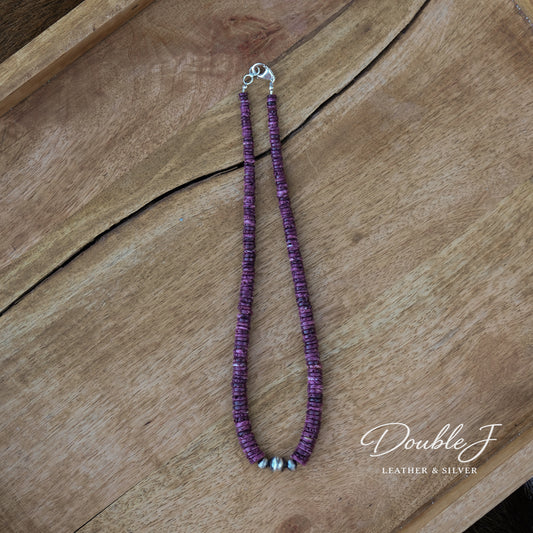 Graduated Purple Spiny Oyster Necklace - 18"