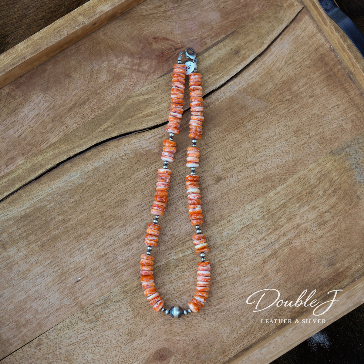 Orange Spiny Oyster Necklace - 20"