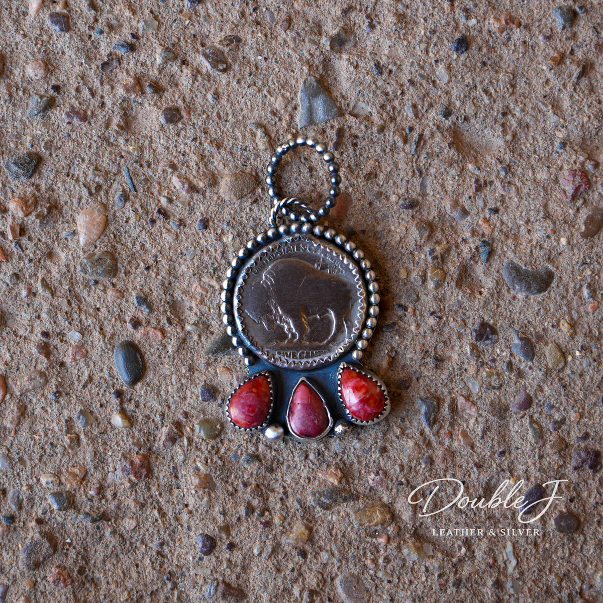 Red Spiny Buffalo Coin Pendant