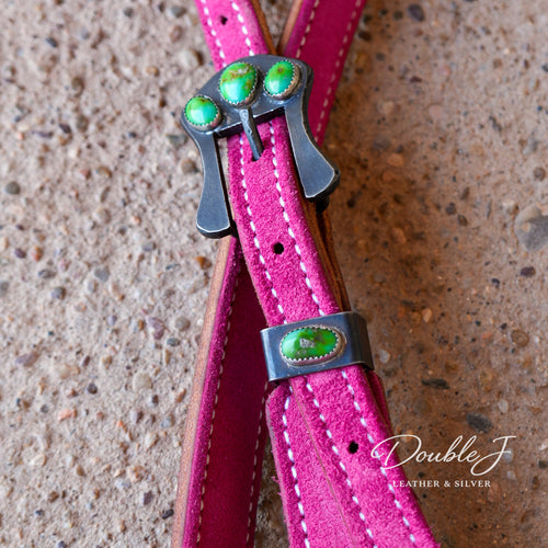 Hot Pink Headstall with Turquoise buckle