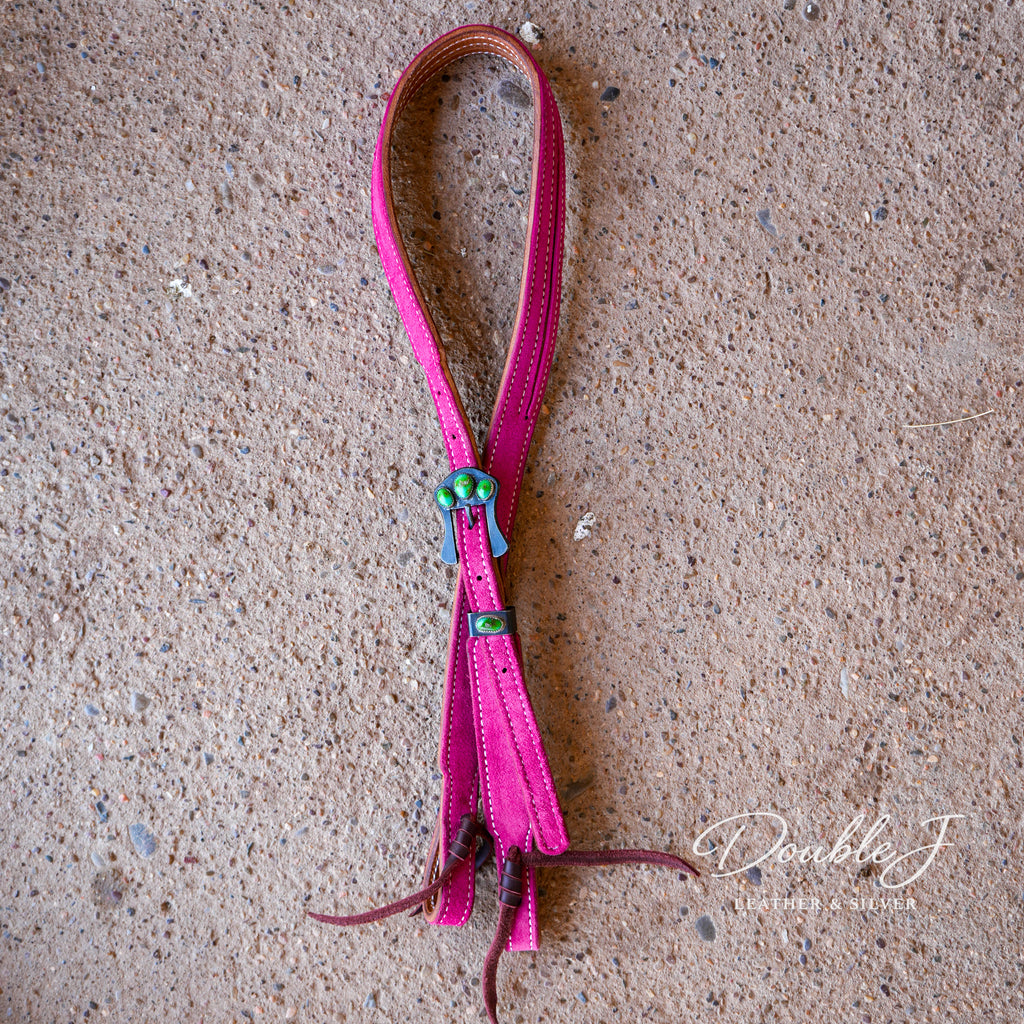 Hot Pink Headstall with Turquoise buckle