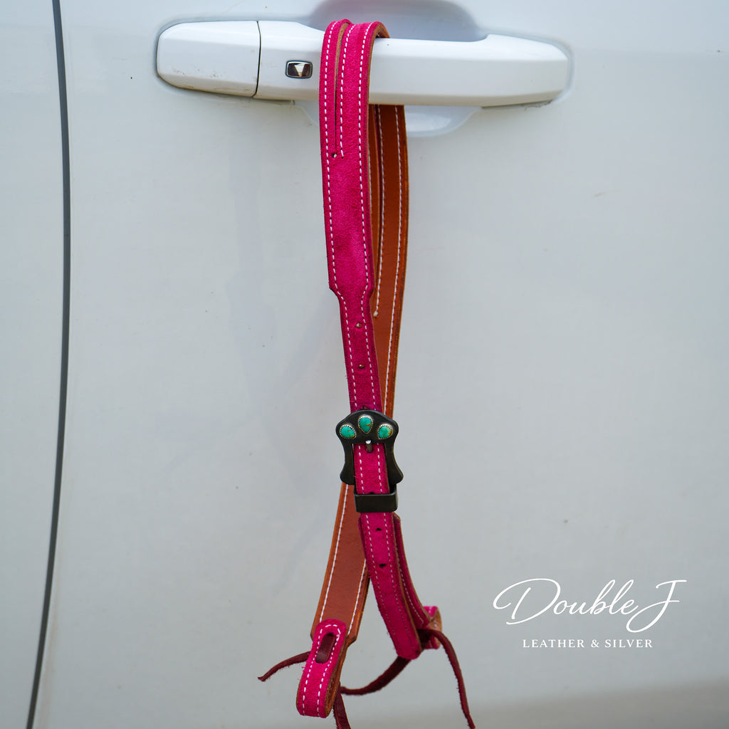 Hot Pink Headstall with Turquoise Buckle