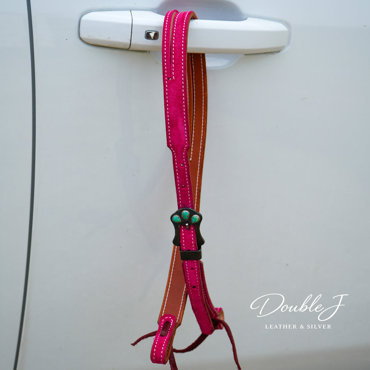 Hot Pink Headstall with Turquoise Buckle