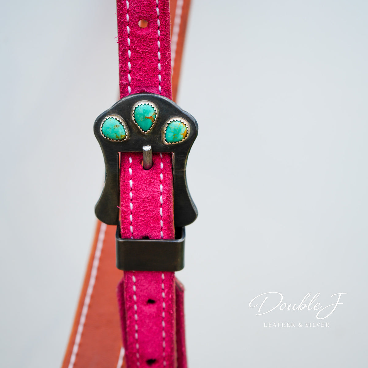 Hot Pink Headstall with Turquoise Buckle