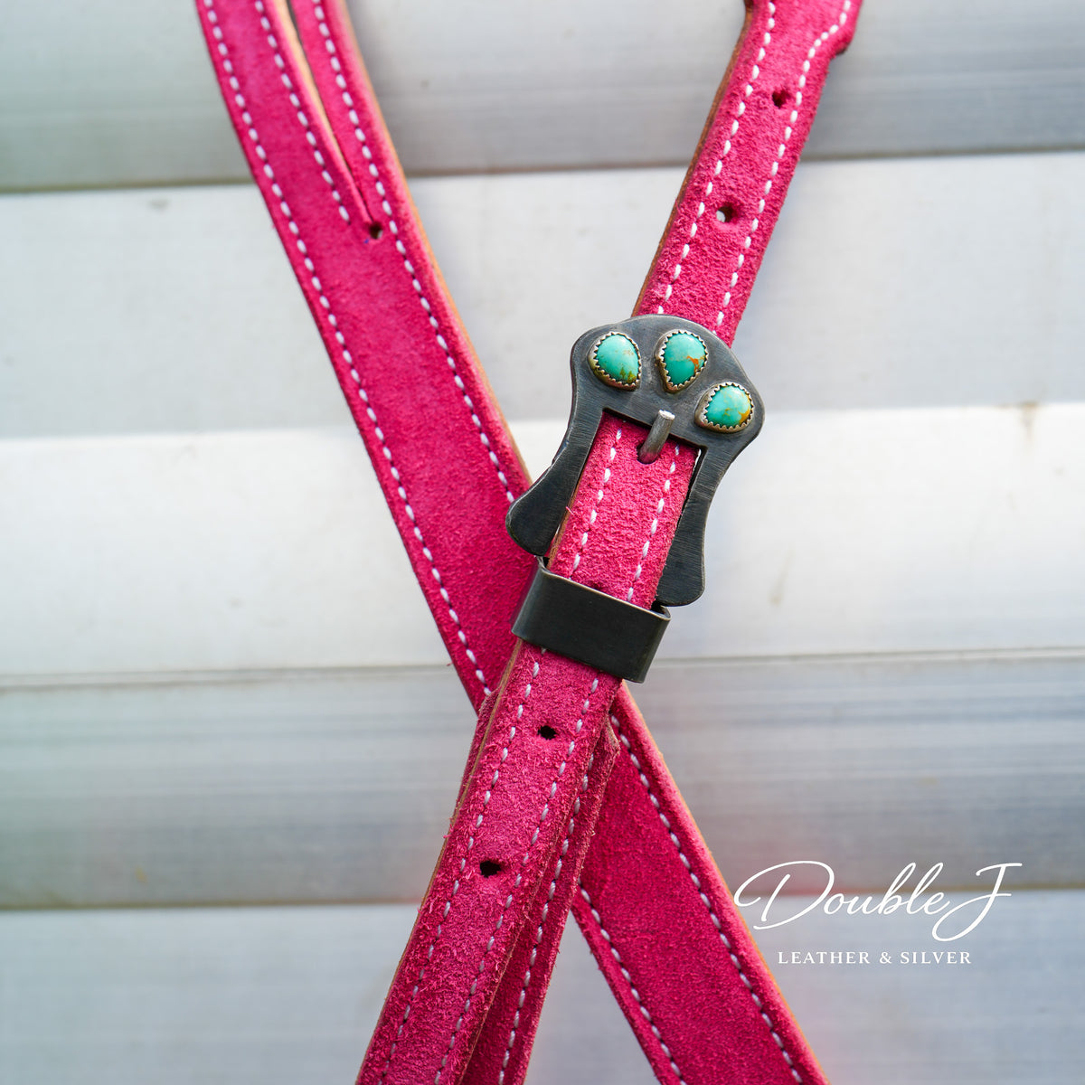 Hot Pink Headstall with Turquoise Buckle